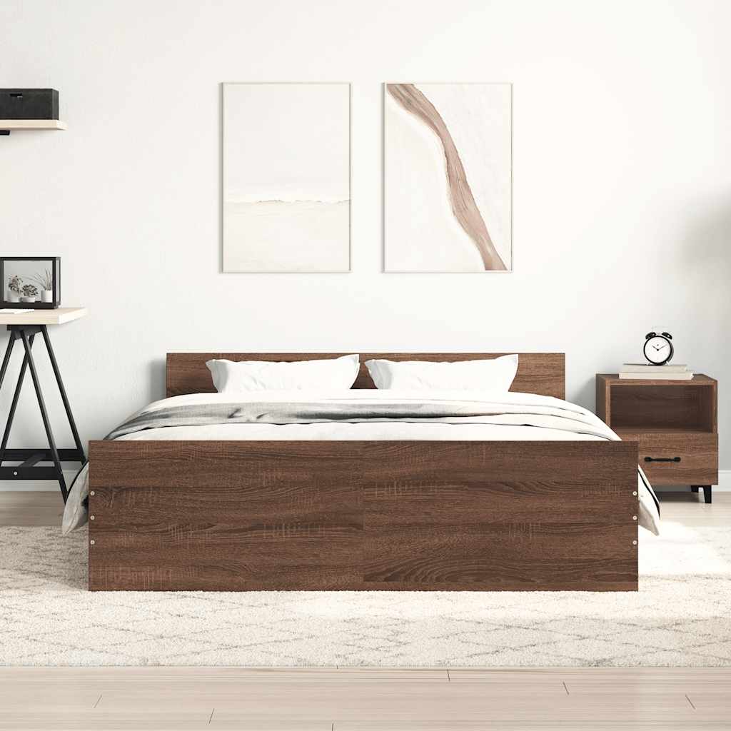 Giroletto con Testiera e Pediera Rovere Marrone 150x200 cm | homemem39