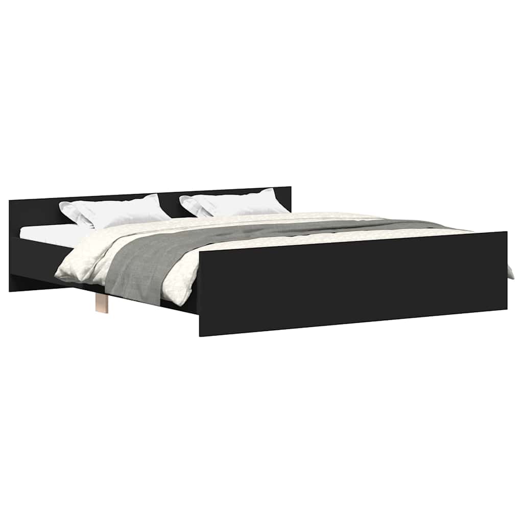 Giroletto con Testiera e Pediera Nero 160x200 cm | homemem39