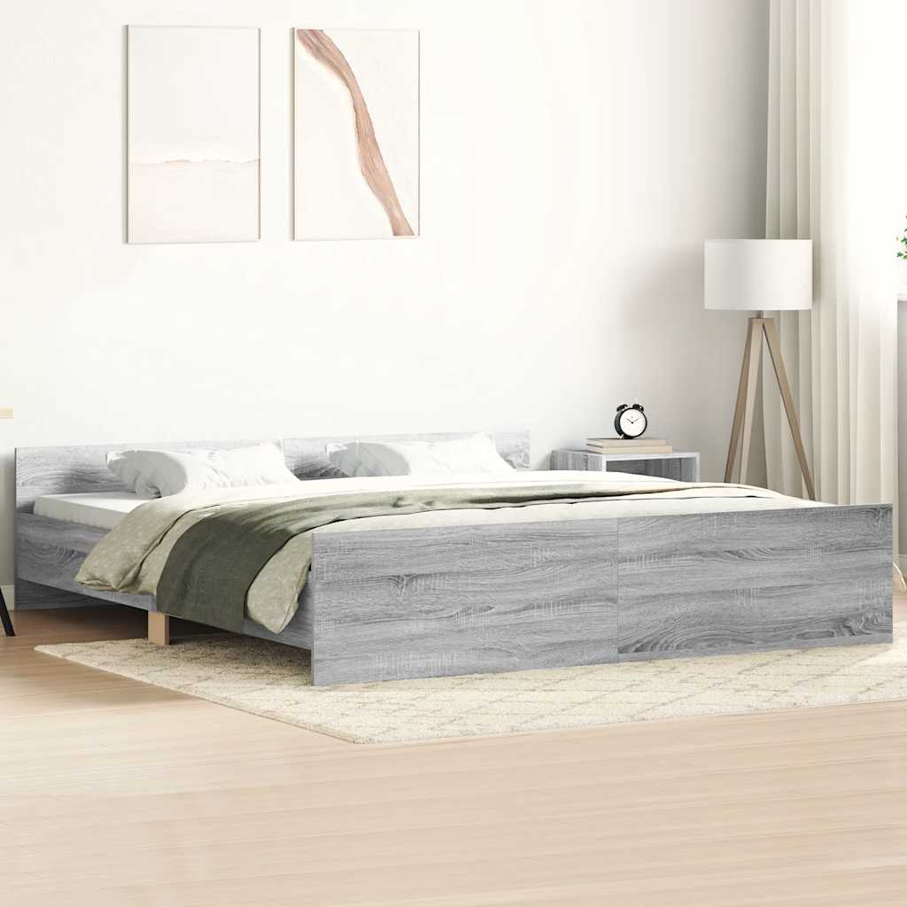 Giroletto con Testiera e Pediera Grigio Sonoma 180x200 cm