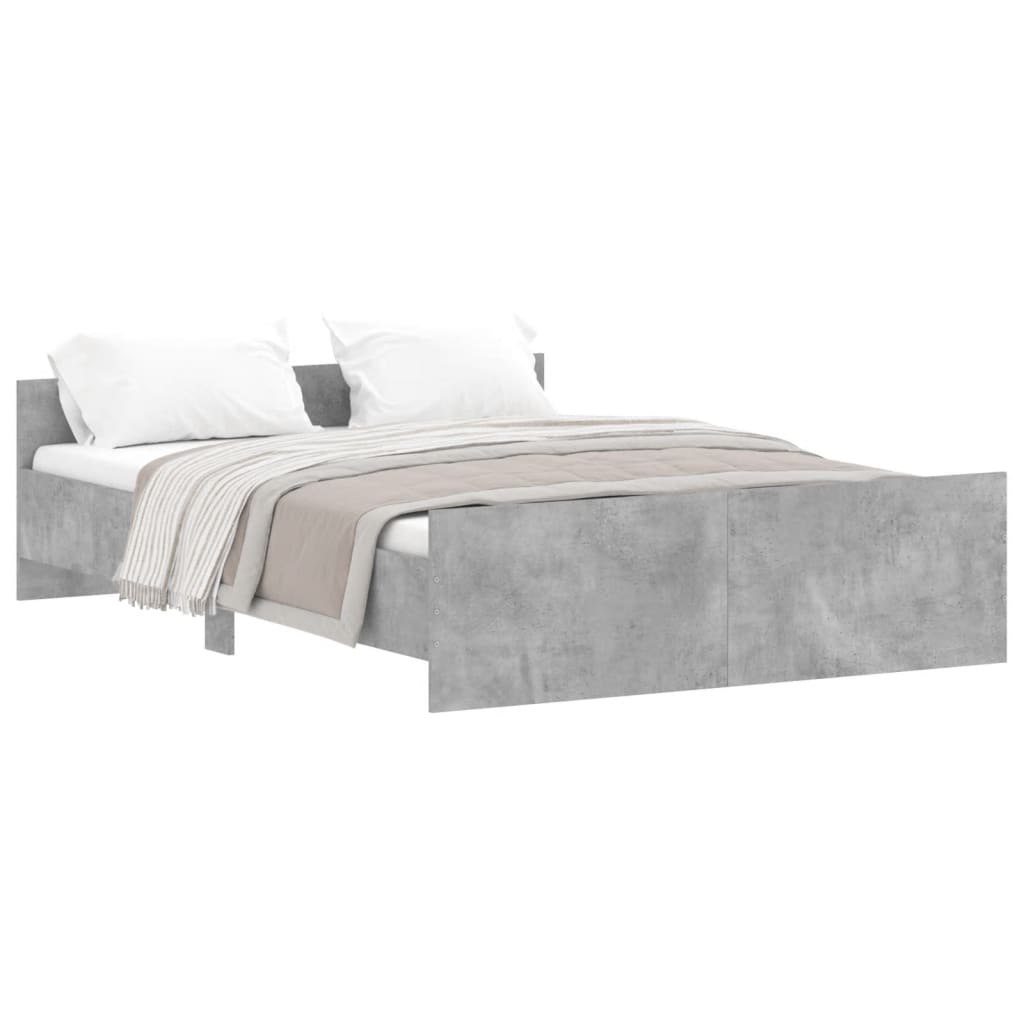 Cement Gray Bed Frame with Headboard and Footboard 140x190 cm