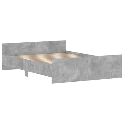 Cement Gray Bed Frame with Headboard and Footboard 140x190 cm