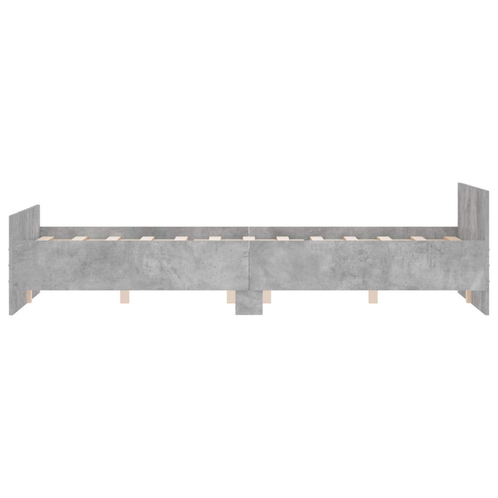 Cement Gray Bed Frame with Headboard and Footboard 140x190 cm