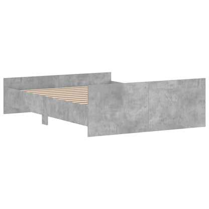 Cement Gray Bed Frame with Headboard and Footboard 140x190 cm