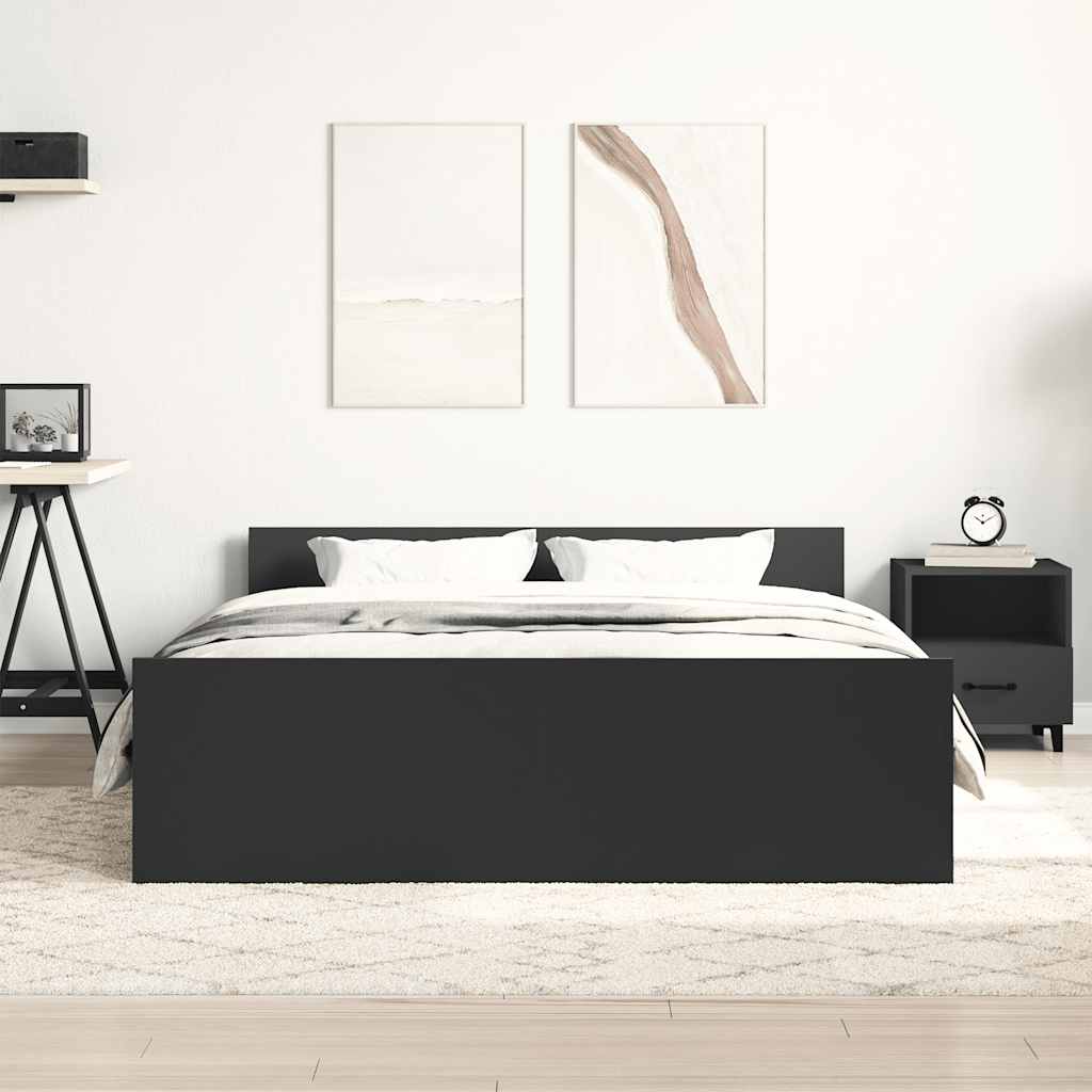 Giroletto con Testiera e Pediera Nero 135x190 cm | homemem39