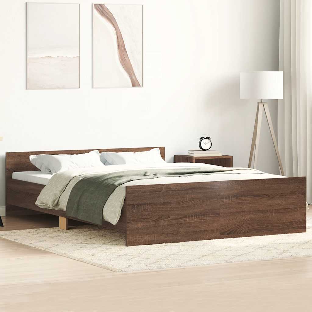 Giroletto con Testiera e Pediera Rovere Marrone 135x190 cm | homemem39