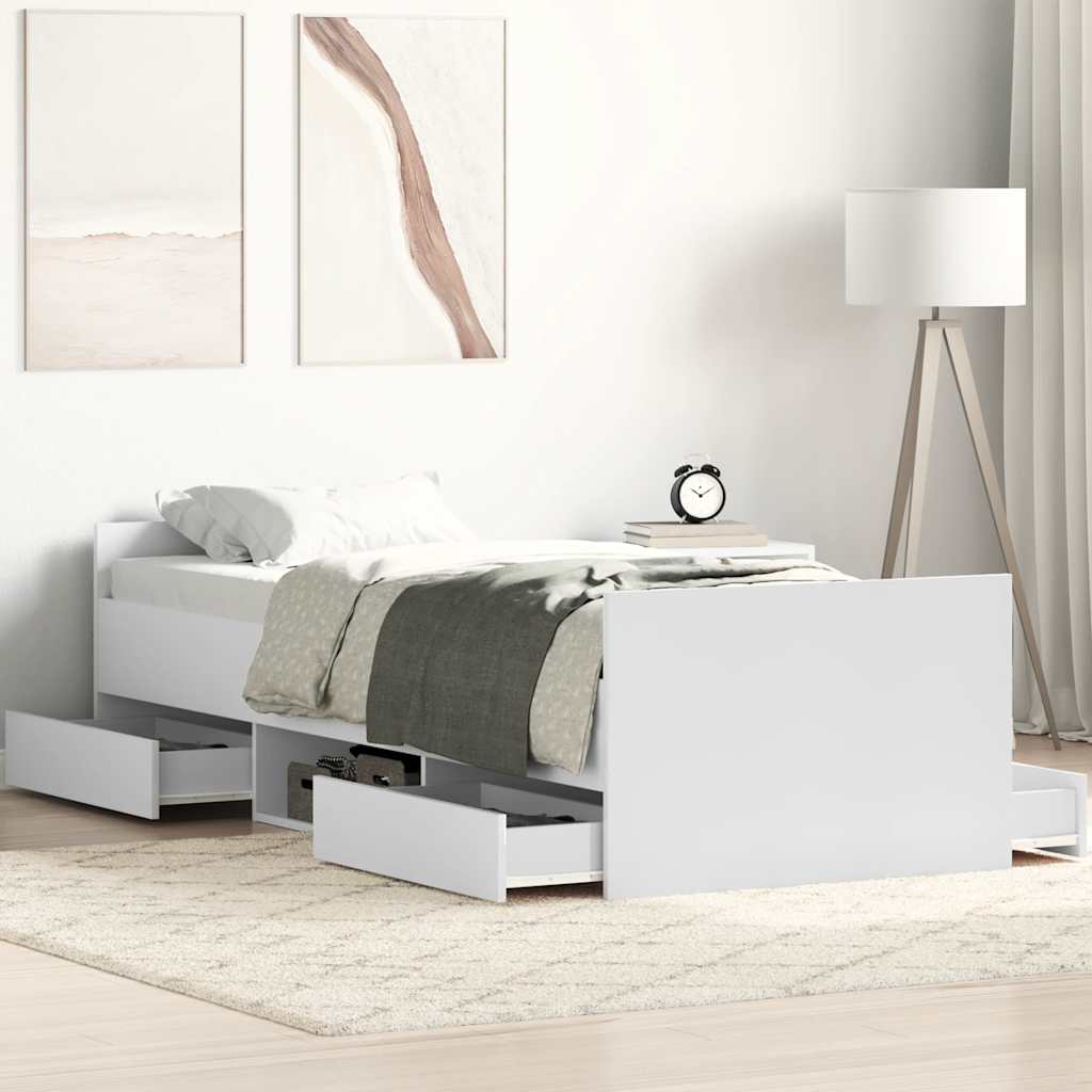 Giroletto con Testiera e Pediera Bianco 100x200 cm | homemem39