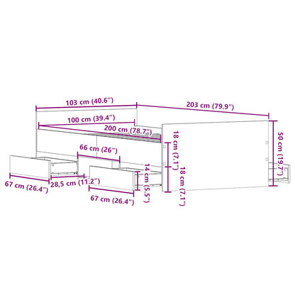 Giroletto con Testiera e Pediera Nero 100x200 cm | homemem39