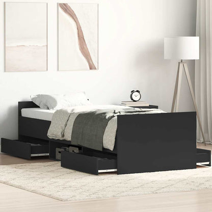 Giroletto con Testiera e Pediera Nero 90x200 cm
