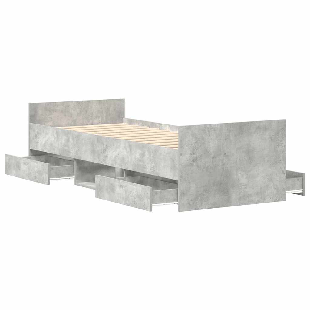 Giroletto con Testiera e Pediera Grigio Cemento 90x200 cm | homemem39