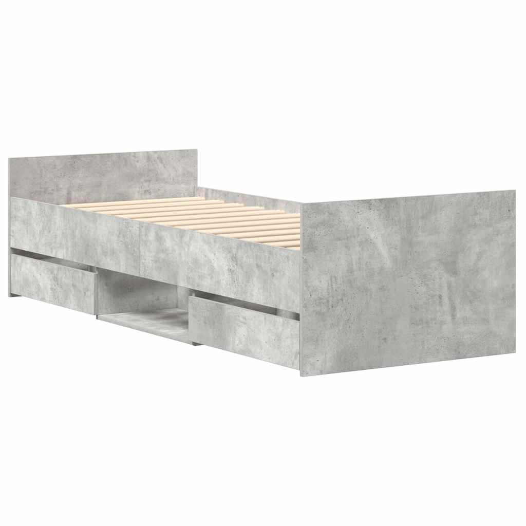 Giroletto con Testiera e Pediera Grigio Cemento 90x200 cm | homemem39