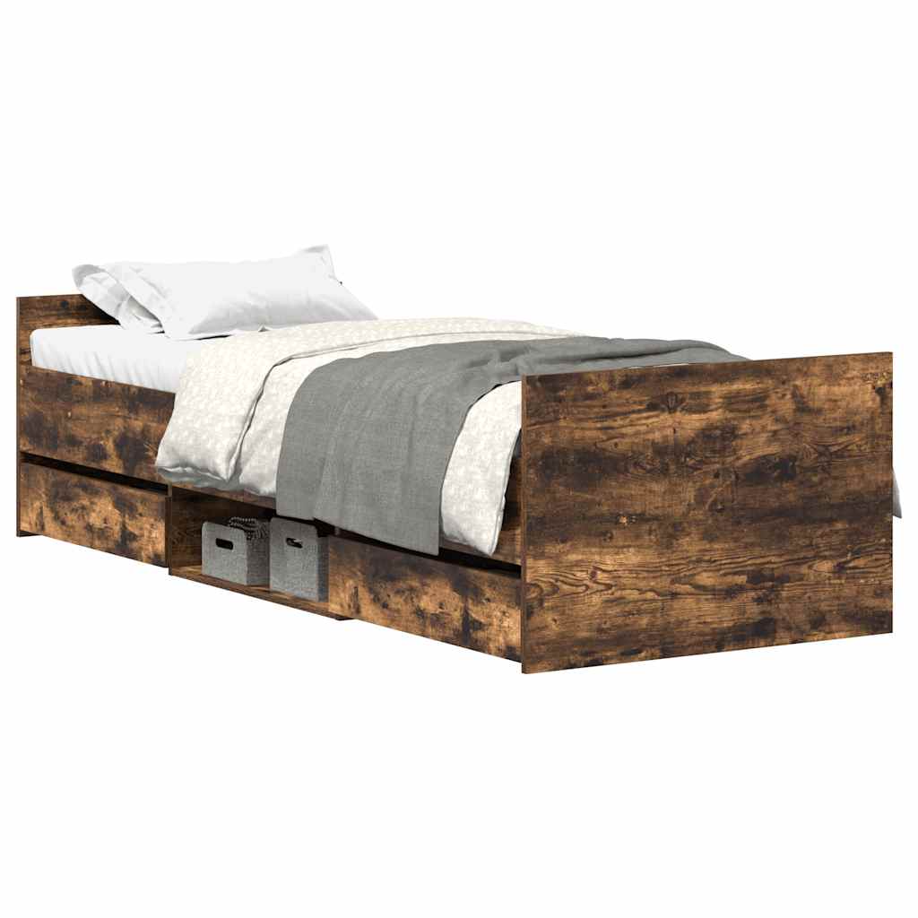 Giroletto con Testiera e Pediera Rovere Fumo 90x200 cm | homemem39