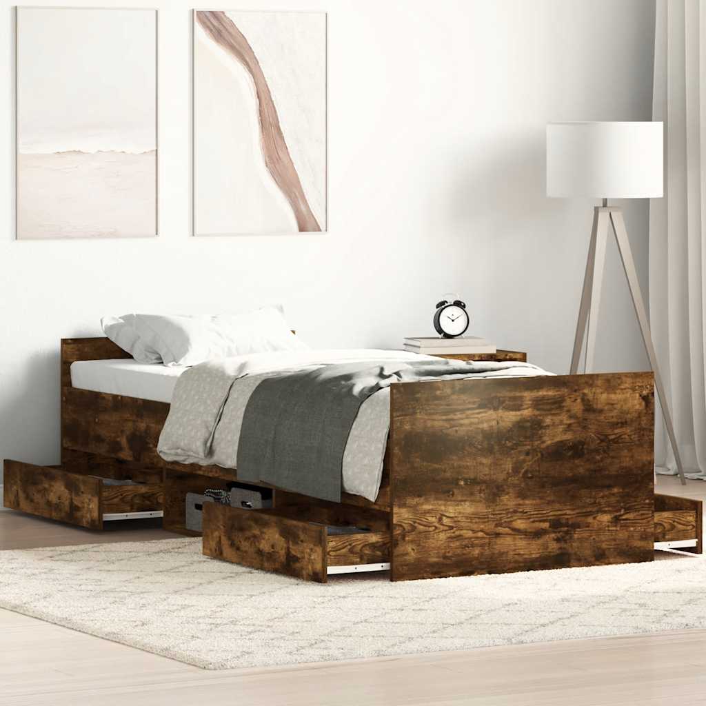 Giroletto con Testiera e Pediera Rovere Fumo 90x200 cm | homemem39