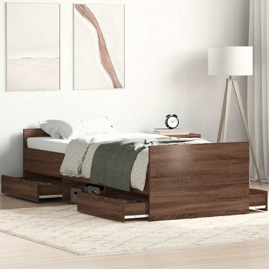 Giroletto con Testiera e Pediera Rovere Marrone 90x200 cm | homemem39