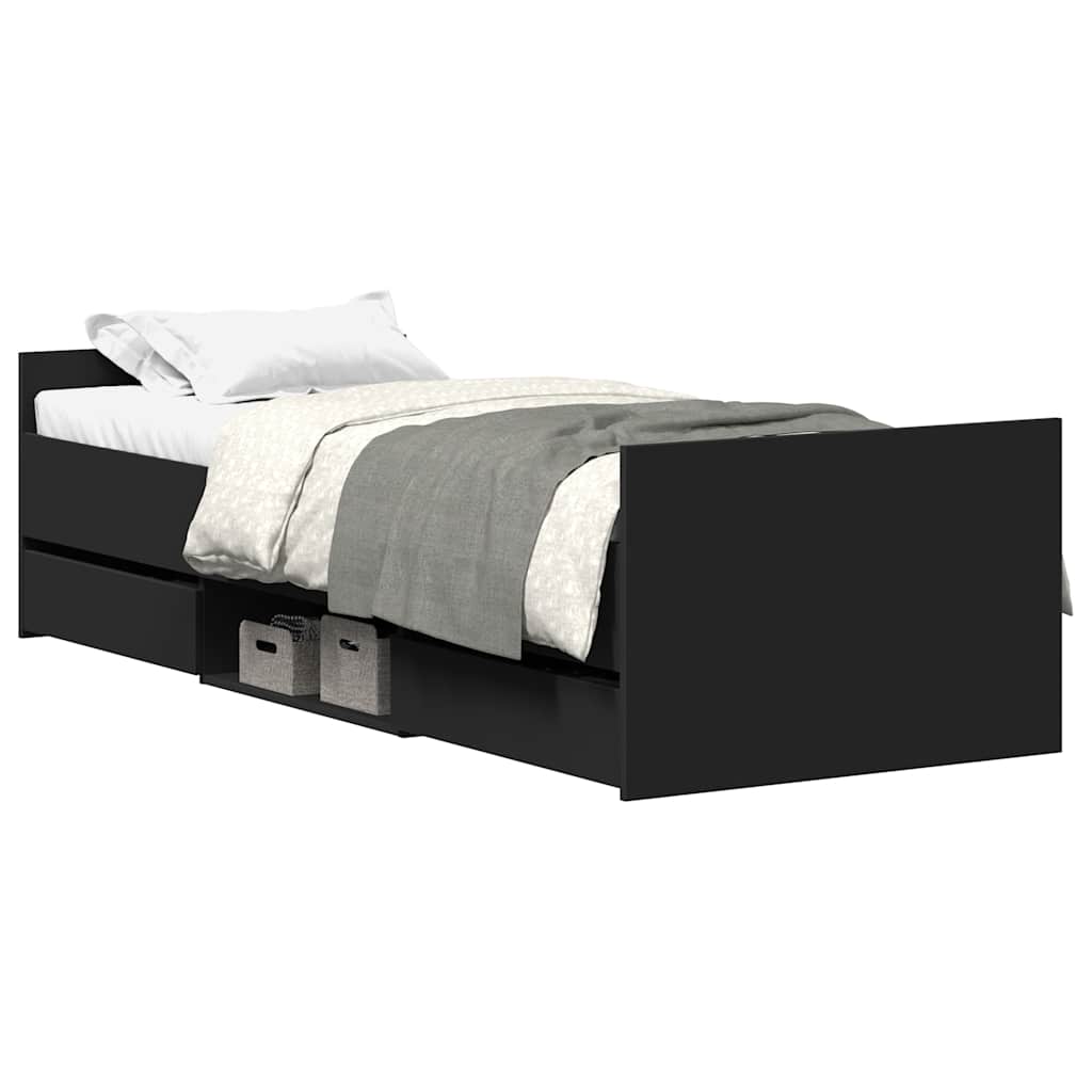 Giroletto con Testiera e Pediera Nero 90x190 cm | homemem39