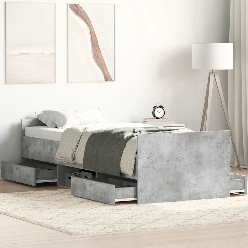 Giroletto con Testiera e Pediera Grigio Cemento 90x190 cm - homemem39