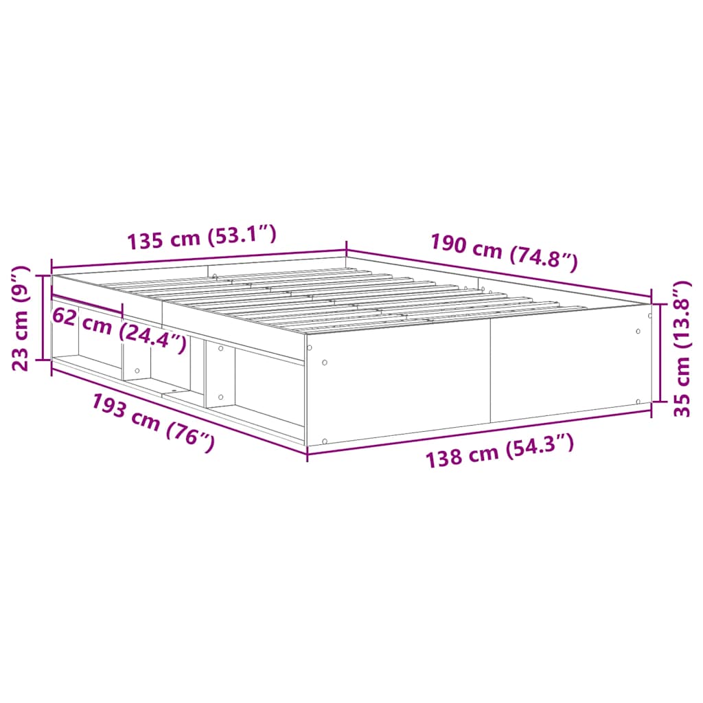 Giroletto Rovere Fumo 135x190 cm Double | homemem39