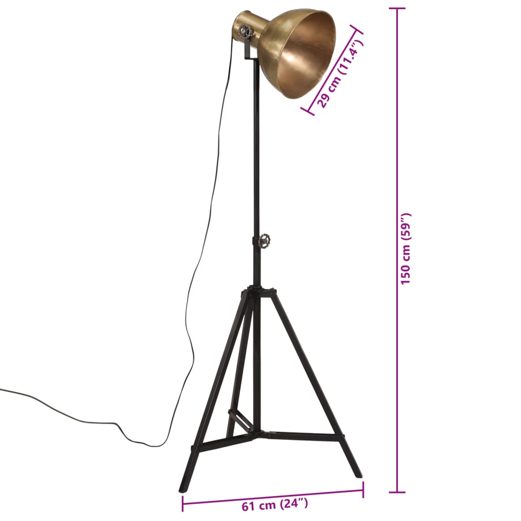 Floor Lamp 25 W Antique Brass 61x61x90/150 cm E27