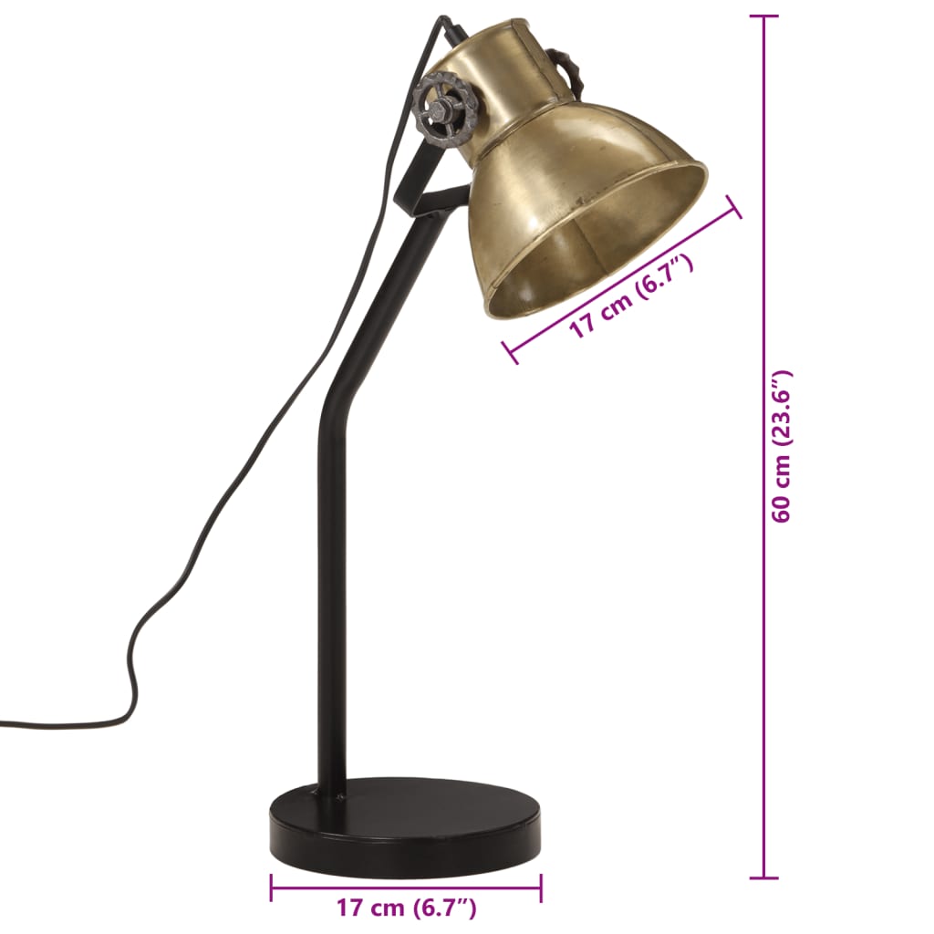 Desk Lamp 25 W Antique Brass 17x17x60 cm E27