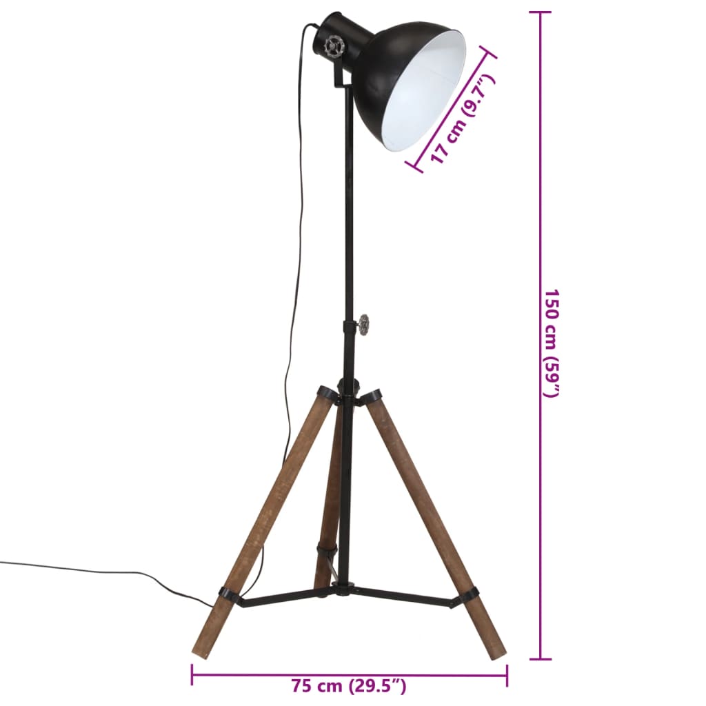 Floor Lamp 25 W Black 75x75x90-150 cm E27