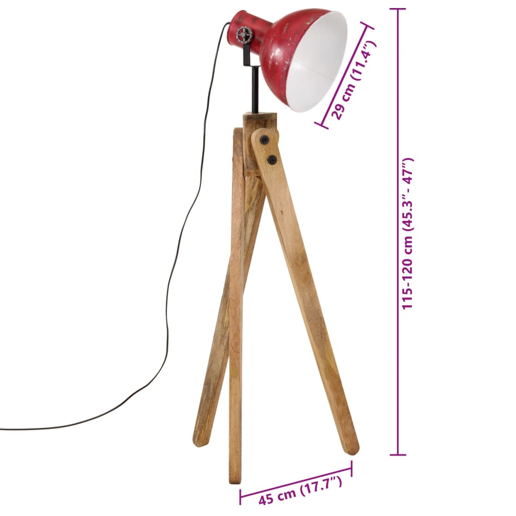 Floor Lamp 25 W Antique Red 45x45x120 cm E27