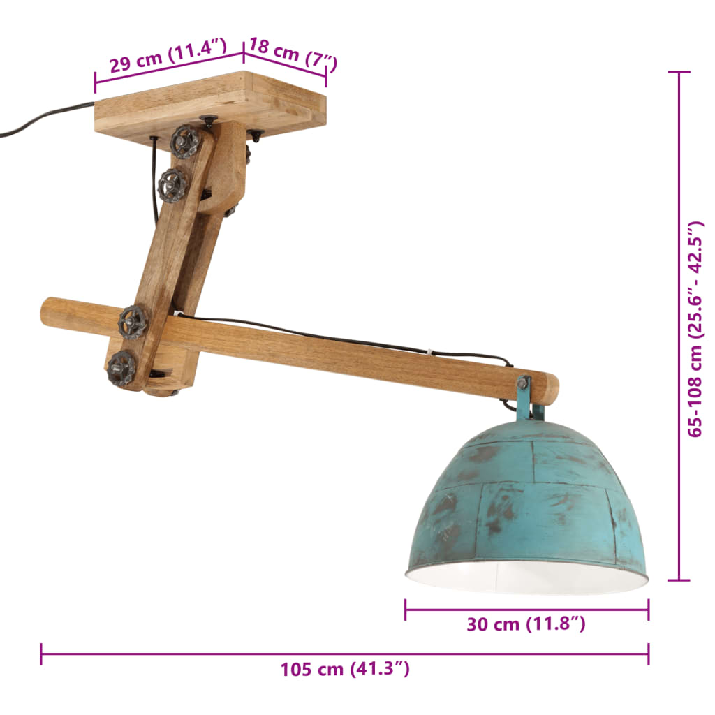 Lampada da Soffitto 25 W Blu Anticato 105x30x65-108cm E27