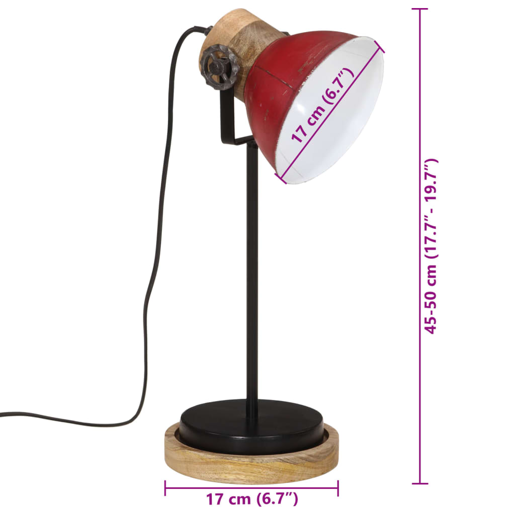 Lampada da Scrivania 25 W Rosso Anticato 17x17x50 cm E27