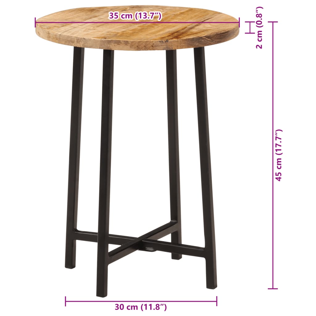Tavolino da Salotto 35x35x45 cm Legno Massello Mango e Ferro | homemem39