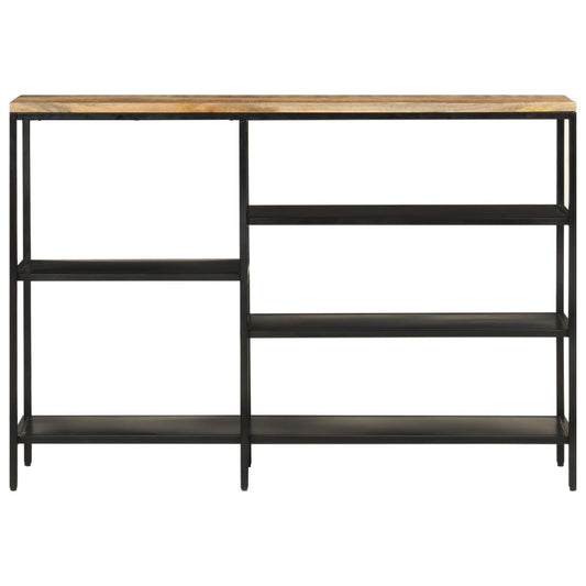 Tavolo Consolle 110x30x75cm Legno Massello Mango Grezzo e Ferro - homemem39