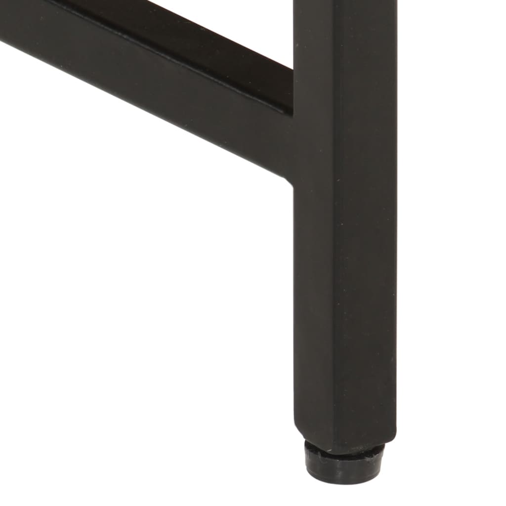 Tavolini a Incastro 3 pz Legno Massello di Mango Grezzo e Ferro - homemem39