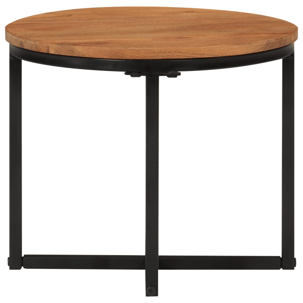 Tavolino Salotto 35x35x30cm in Legno Massello di Acacia e Ferro