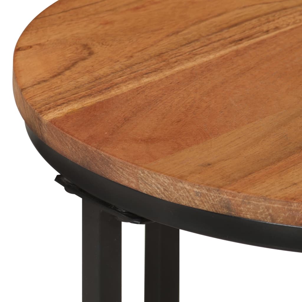 Tavolino Salotto 35x35x30cm in Legno Massello di Acacia e Ferro