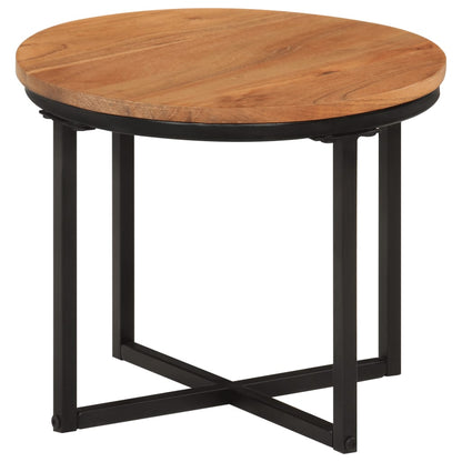 Tavolino Salotto 35x35x30cm in Legno Massello di Acacia e Ferro
