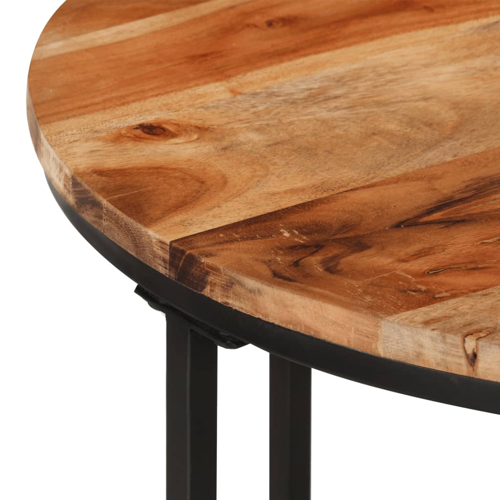 Tavolino Salotto in Legno Massello di Acacia e Ferro