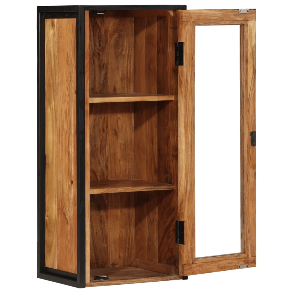 Mobile Bagno a Muro 40x30x90 cm Legno Massello Acacia e Ferro | homemem39