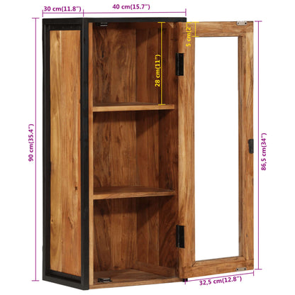 Mobile Bagno a Muro 40x30x90 cm Legno Massello Acacia e Ferro | homemem39
