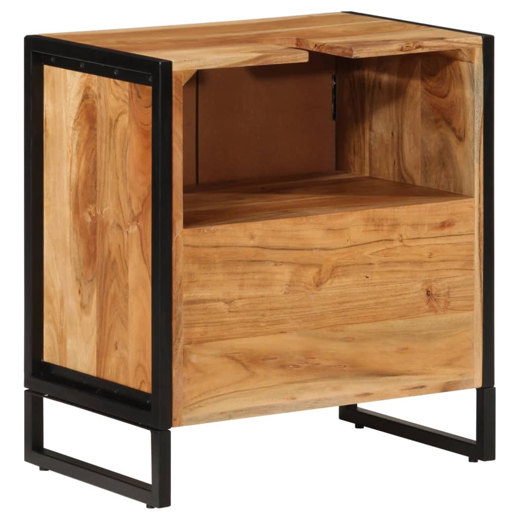 Mobile da Bagno 55x35x60 cm in Legno Massello di Acacia e Ferro | homemem39