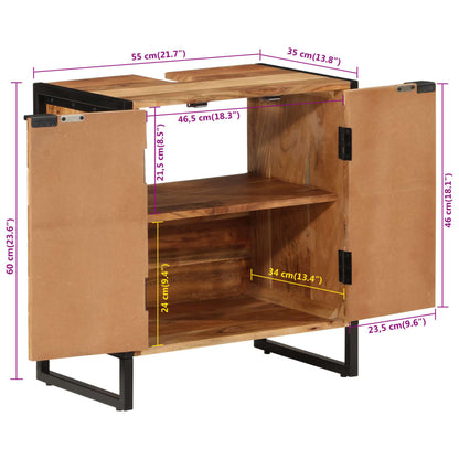 Mobile da Bagno 55x35x60 cm in Legno Massello di Acacia e Ferro | homemem39