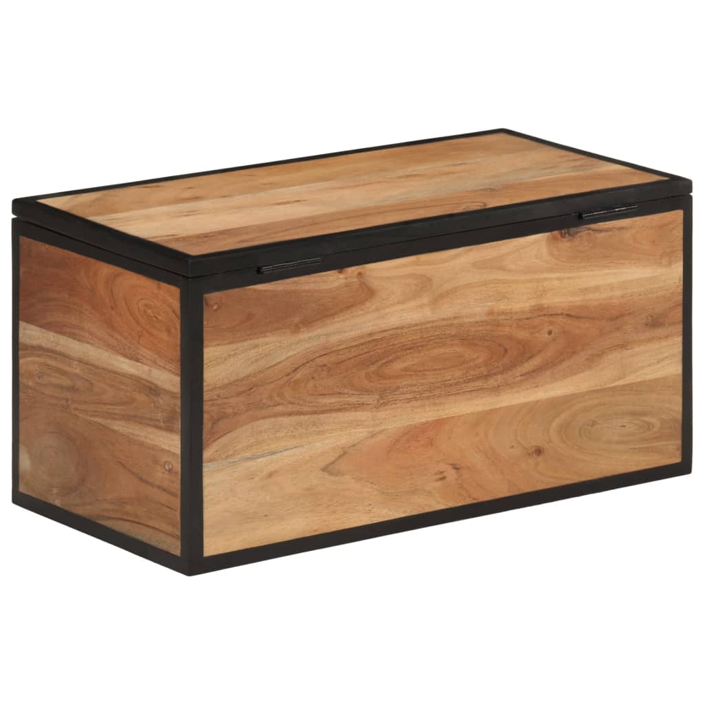 Scatola Portaoggetti 60x30x30 cm Legno Massello Acacia e Ferro - homemem39