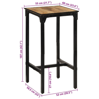 Tavolo da Bar 60x55x107 cm in Legno Grezzo Massello di Mango