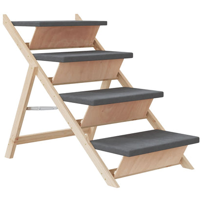 Scala per Cani Grigia 105x47 cm in Legno Massello di Abete | homemem39