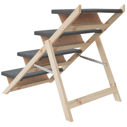 Scala per Cani Grigia 105x47 cm in Legno Massello di Abete | homemem39