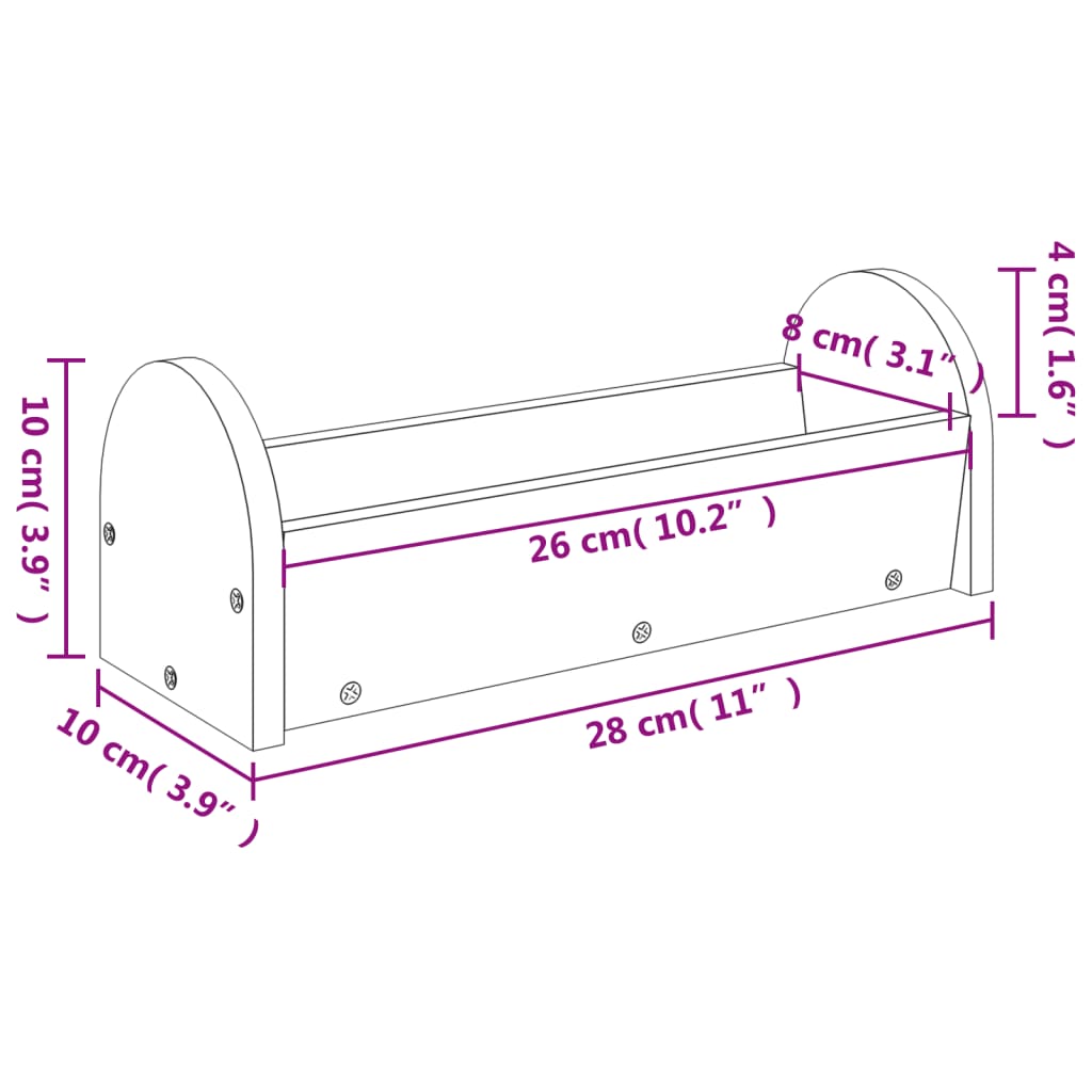 Mangiatoia per Conigli 28x10x10 cm in Legno Massello di Abete | homemem39