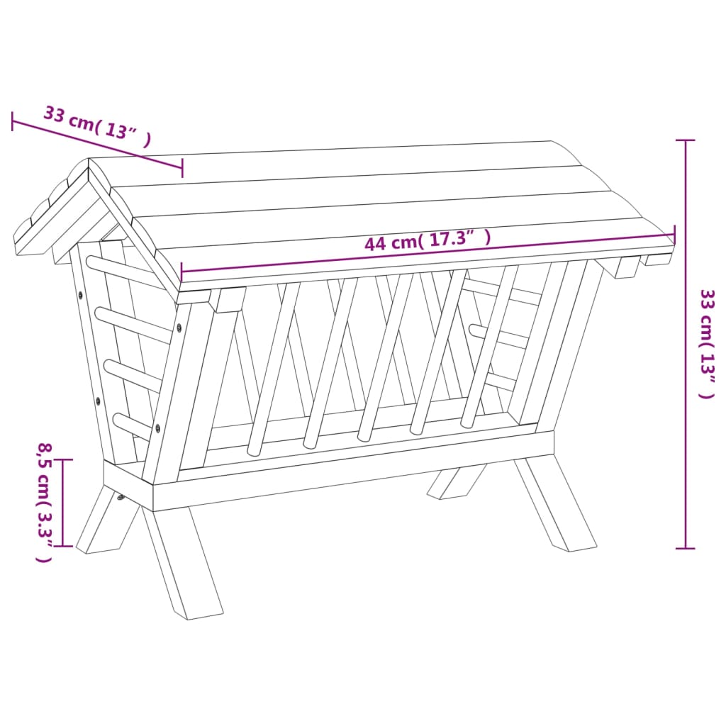 Mangiatoia per Conigli 44x33x33 cm in Legno Massello di Abete | homemem39