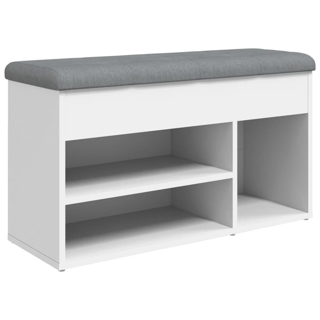 Panca Scarpiera Bianca 82x32x45,5 cm in Legno Massello | homemem39