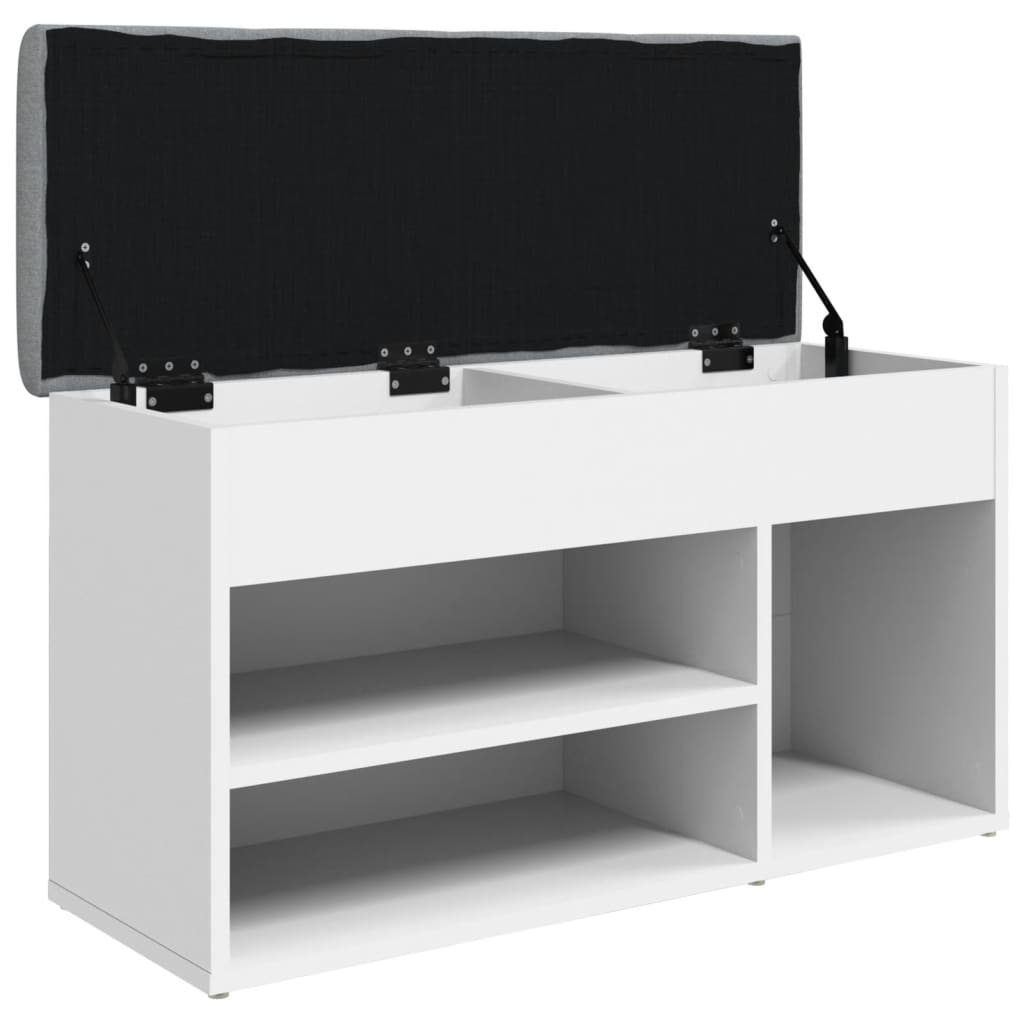 Panca Scarpiera Bianca 82x32x45,5 cm in Legno Massello | homemem39