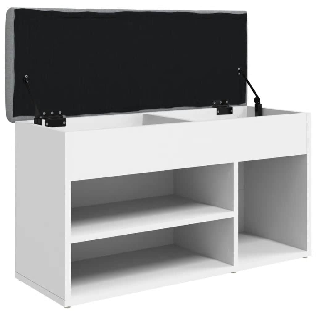 Panca Scarpiera Bianca 82x32x45,5 cm in Legno Massello
