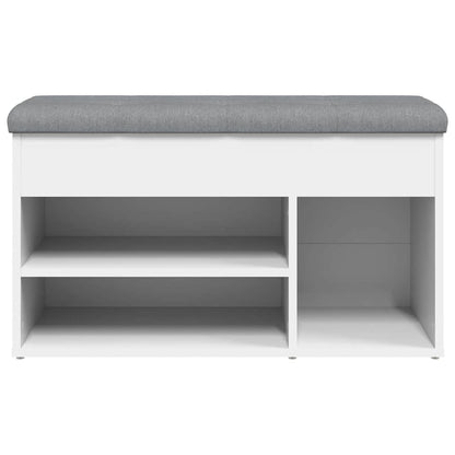 Panca Scarpiera Bianca 82x32x45,5 cm in Legno Massello