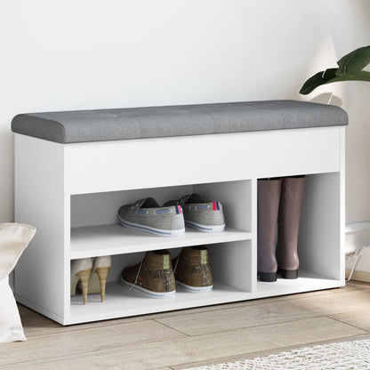 Panca Scarpiera Bianca 82x32x45,5 cm in Legno Massello | homemem39