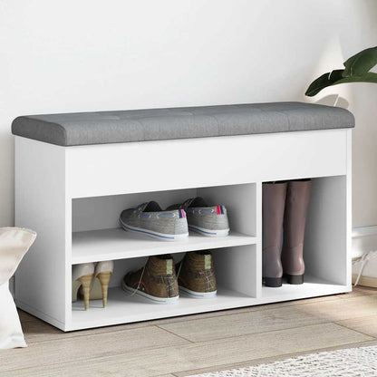 Panca Scarpiera Bianca 82x32x45,5 cm in Legno Massello