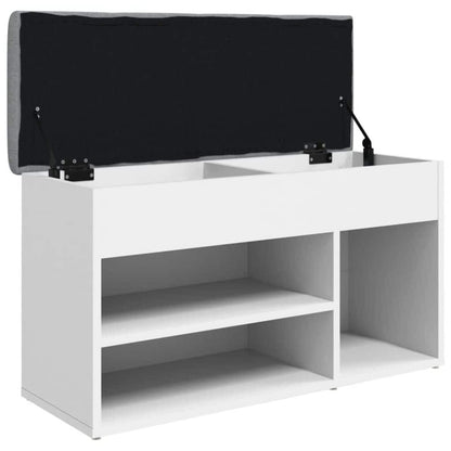 Panca Scarpiera Bianca 82x32x45,5 cm in Legno Massello